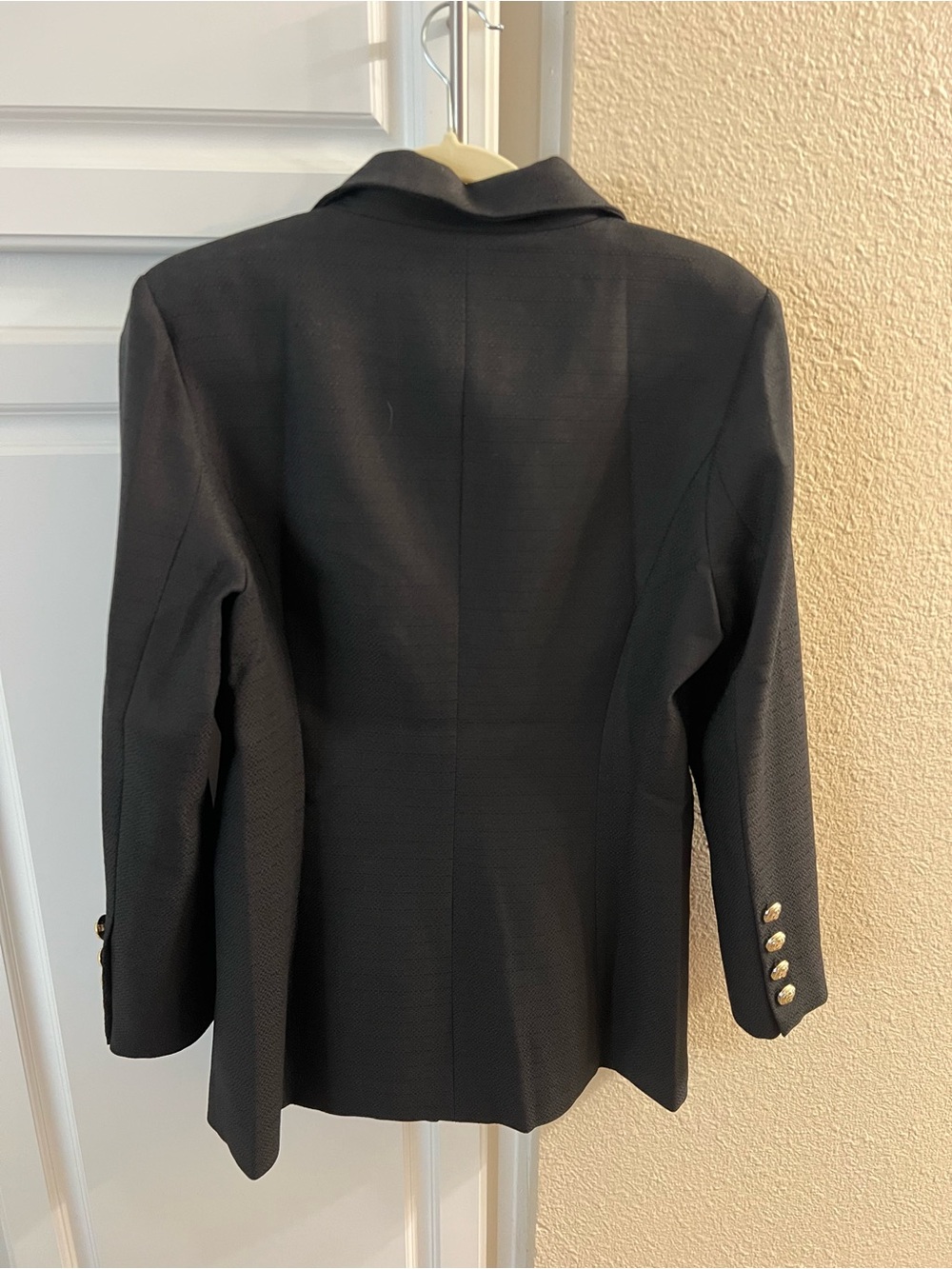 Women's Black Double-Breasted Blazer with Gold Buttons - Picture 3 of 5